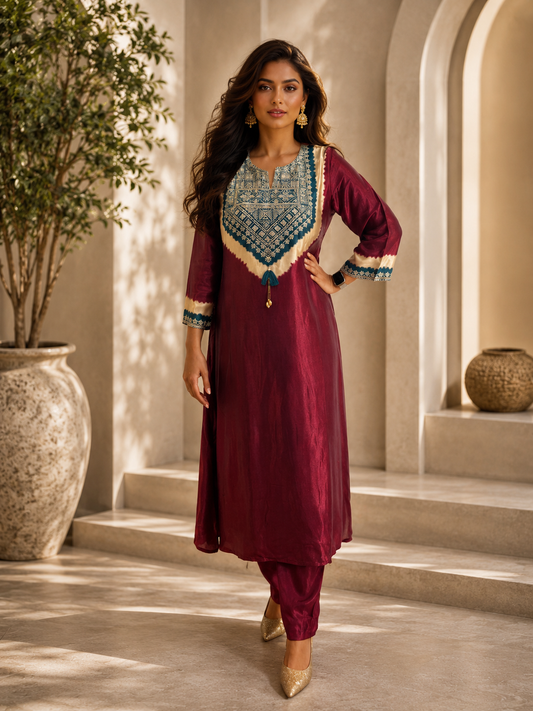 Gaji Silk Printed Suit Set with Dupatta