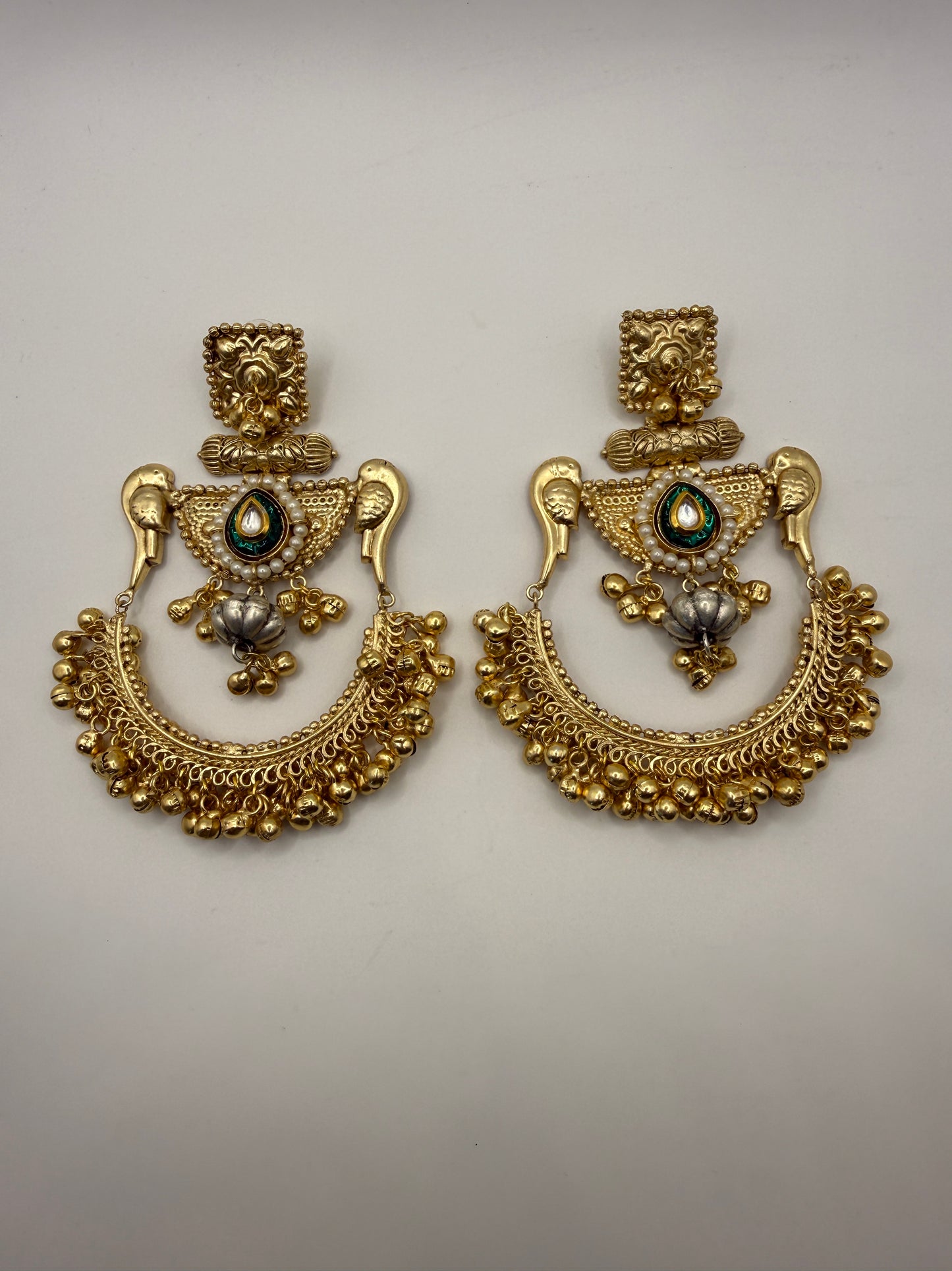 Indian Earrings Australia | Antique Brass Chandbali Earrings with Ghungroo