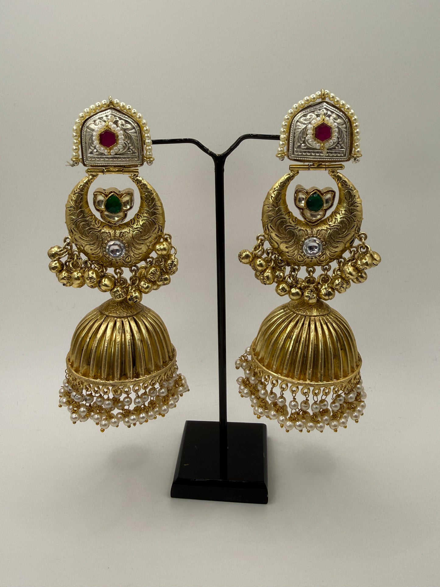 Statement Jhumka with Pearl Drops
