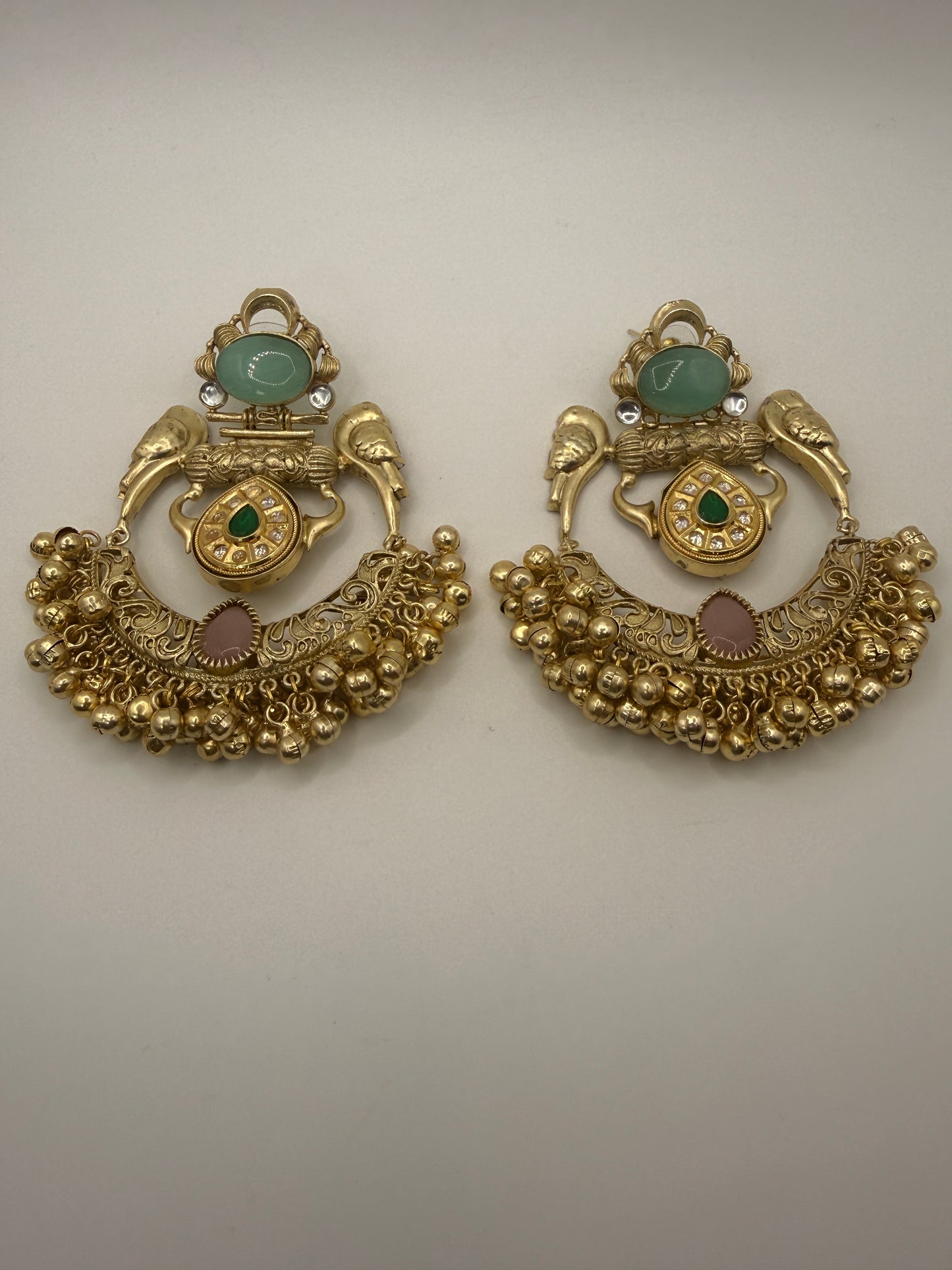 Indian Earrings Australia | Brass Handmade Chandbali Earrings with Ghungroo