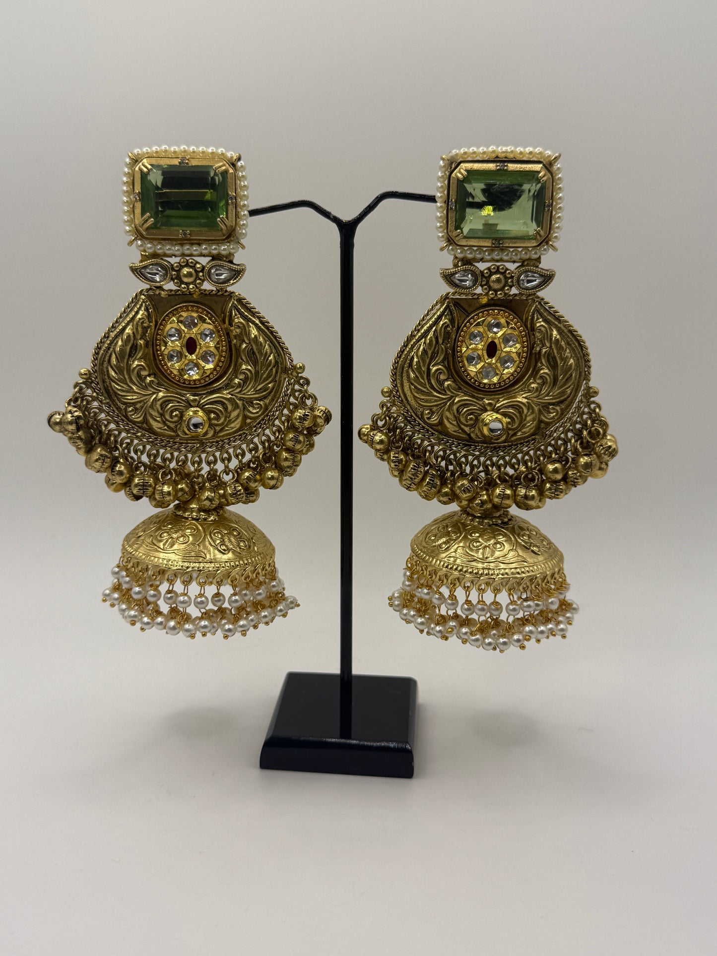 Green Stone Jhumka