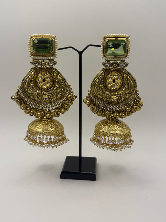 Green Stone Jhumka