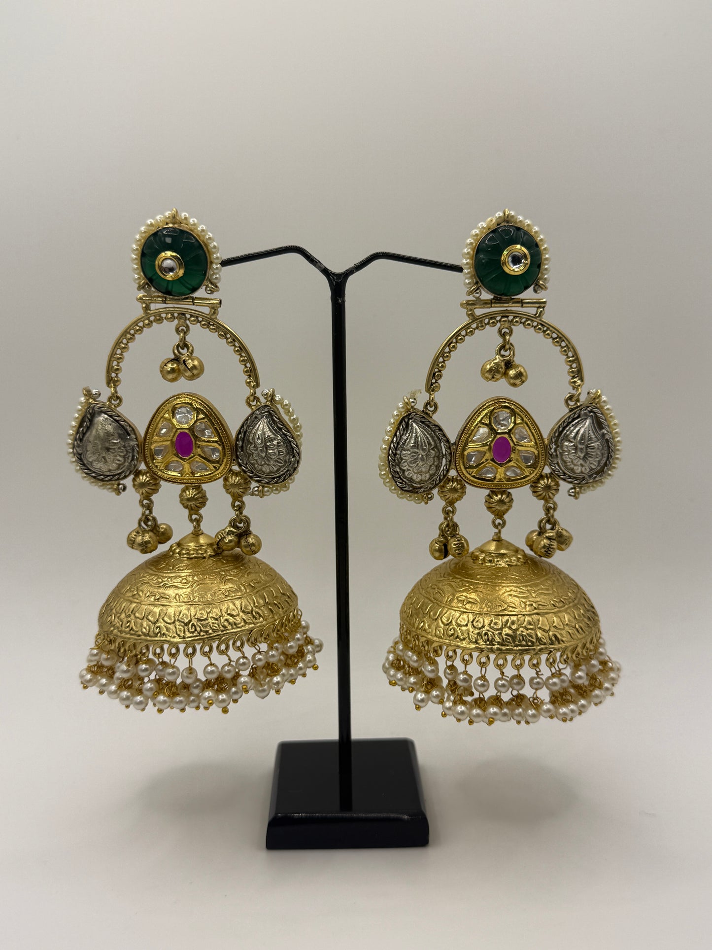 Statement Kundan and Pearl Detailing Jhumka
