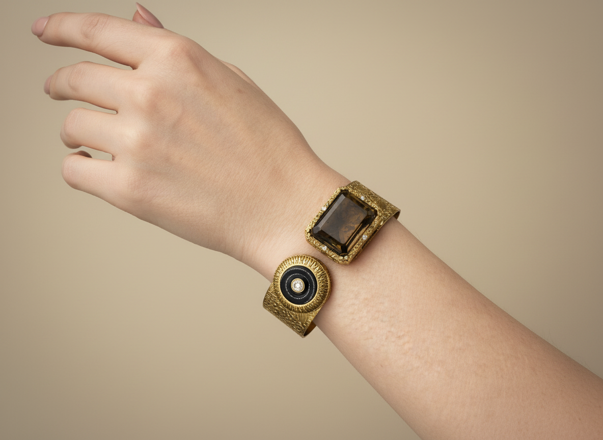Openable Handcuff with Glass Stone