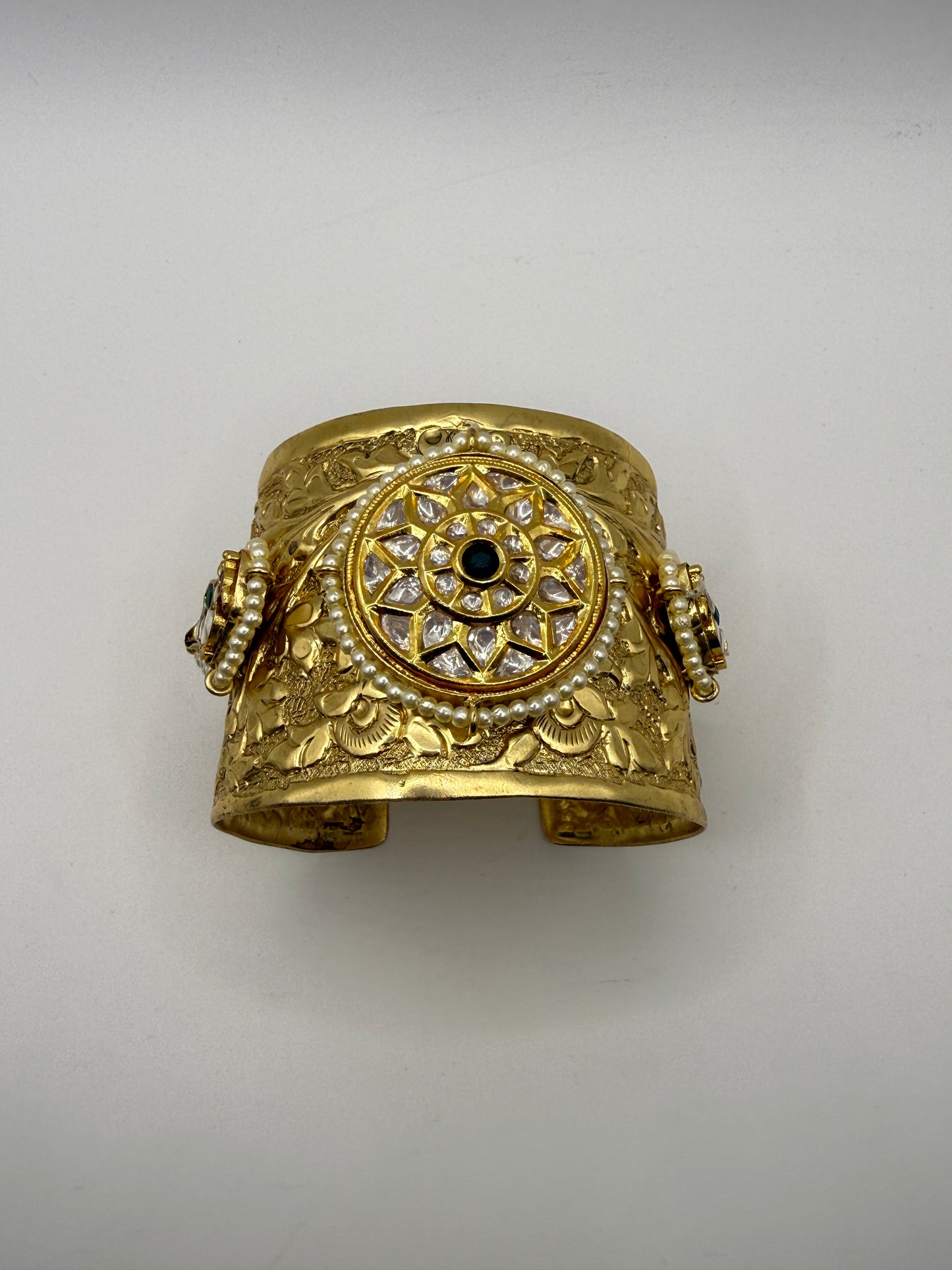 Brass Handmade handcuff with Kundan Motif