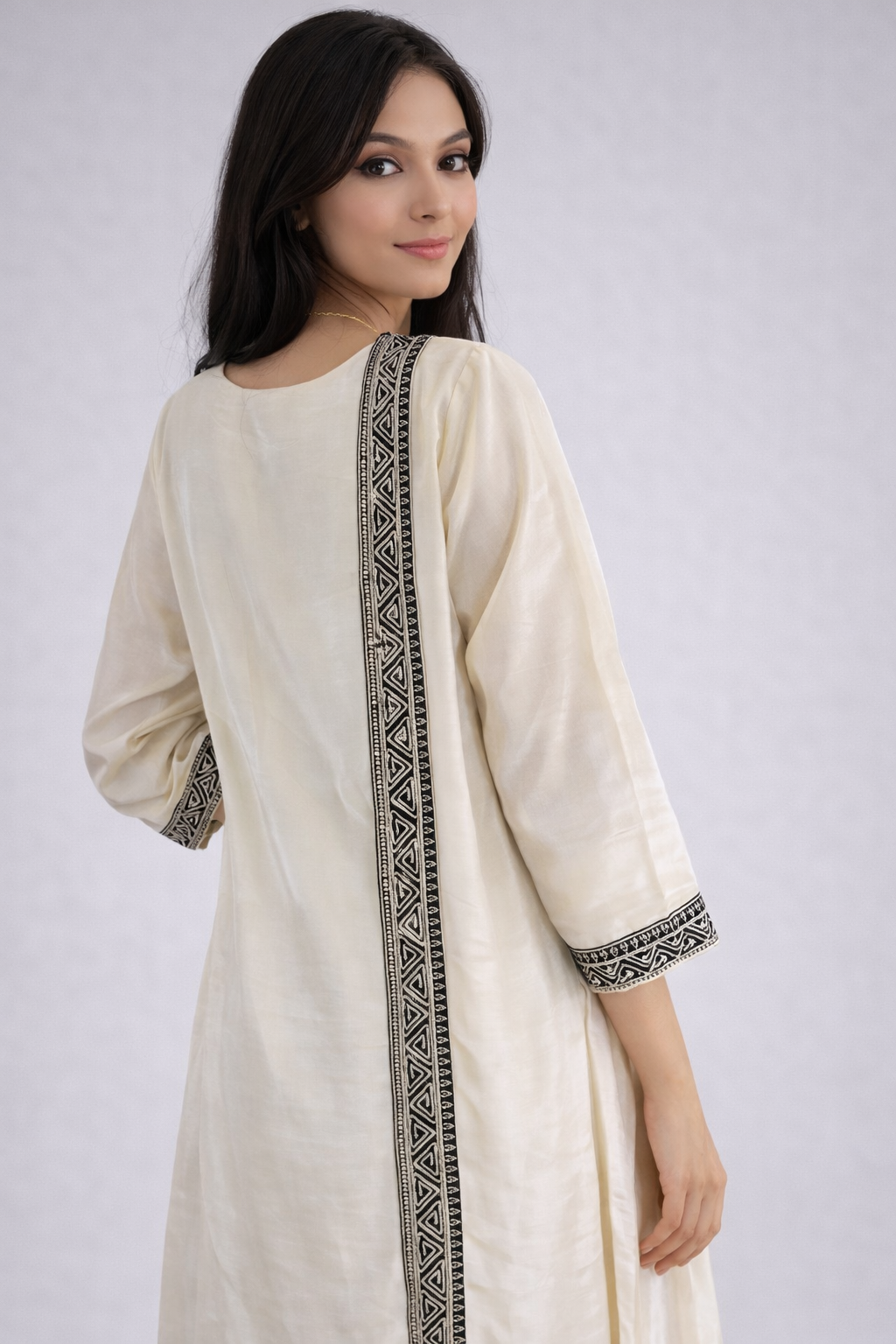 Ivory Embroidered Suit Set with Dupatta - Elegant Festive Wear for Women