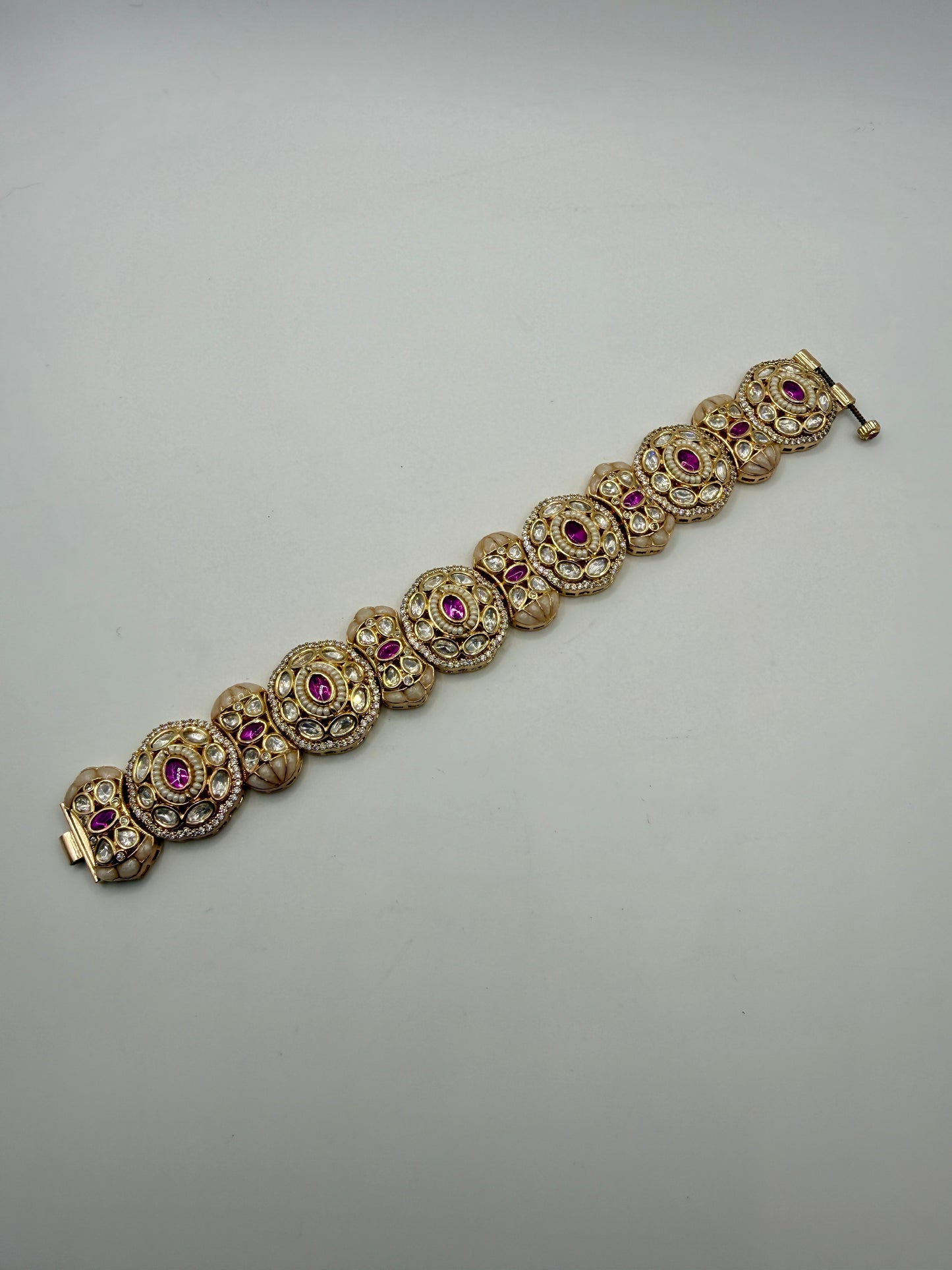 Stone Circular Motif Bracelet - Luxury Indian Designer Kada Bracelet