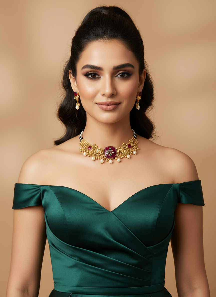 Antique Choker Set with Earrings