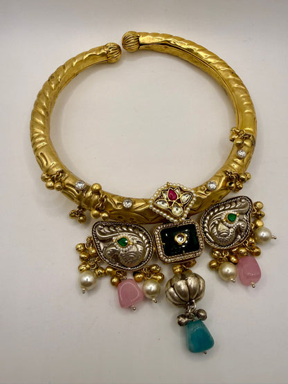 Brass Handmade 92.5 Polish Hasli with Gemstone Drops