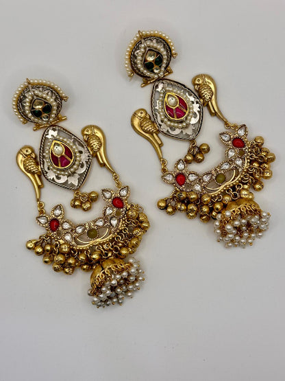 Statement Earrings with Bird Detailing