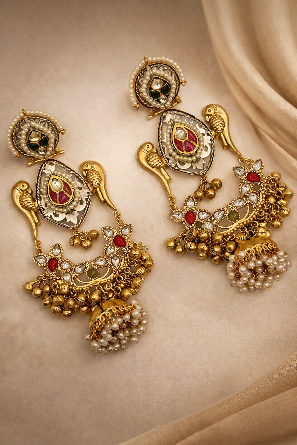 Statement Earrings with Bird Detailing