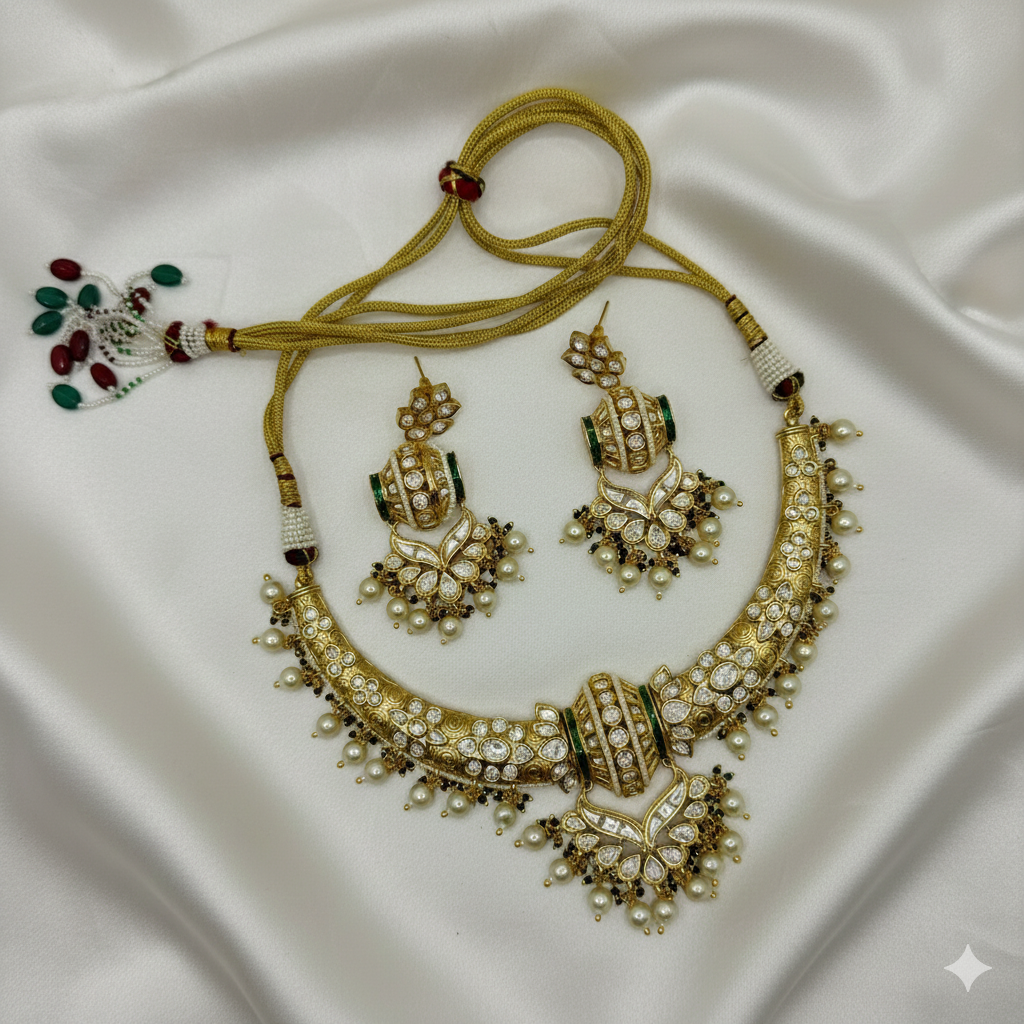 Brass Kundan Meenakari  Necklace Set