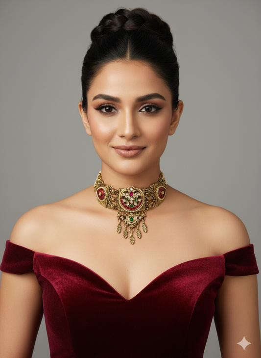 Choker with Paachi Kundan Stones