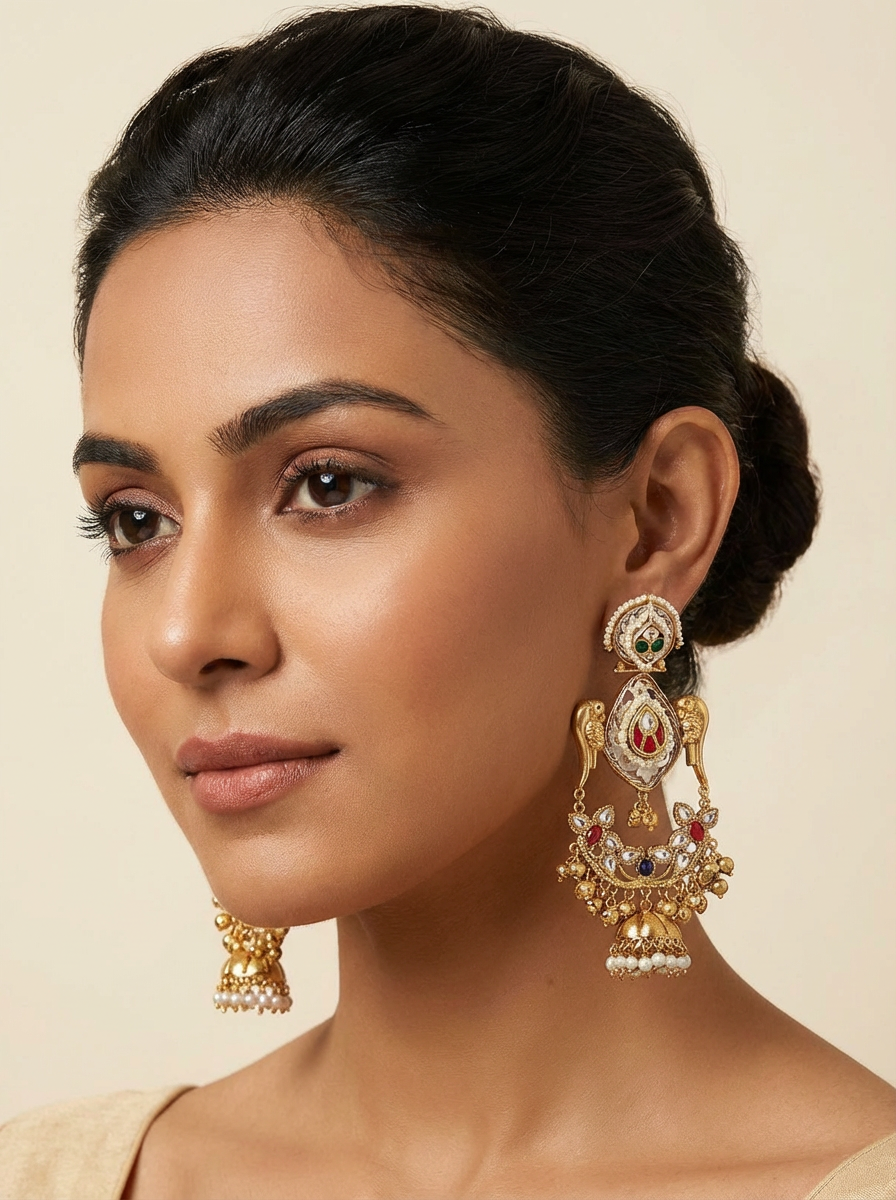 Statement Earrings with Bird Detailing