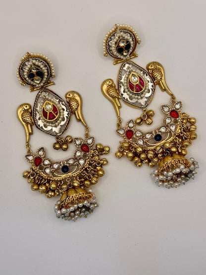 Statement Earrings with Bird Detailing