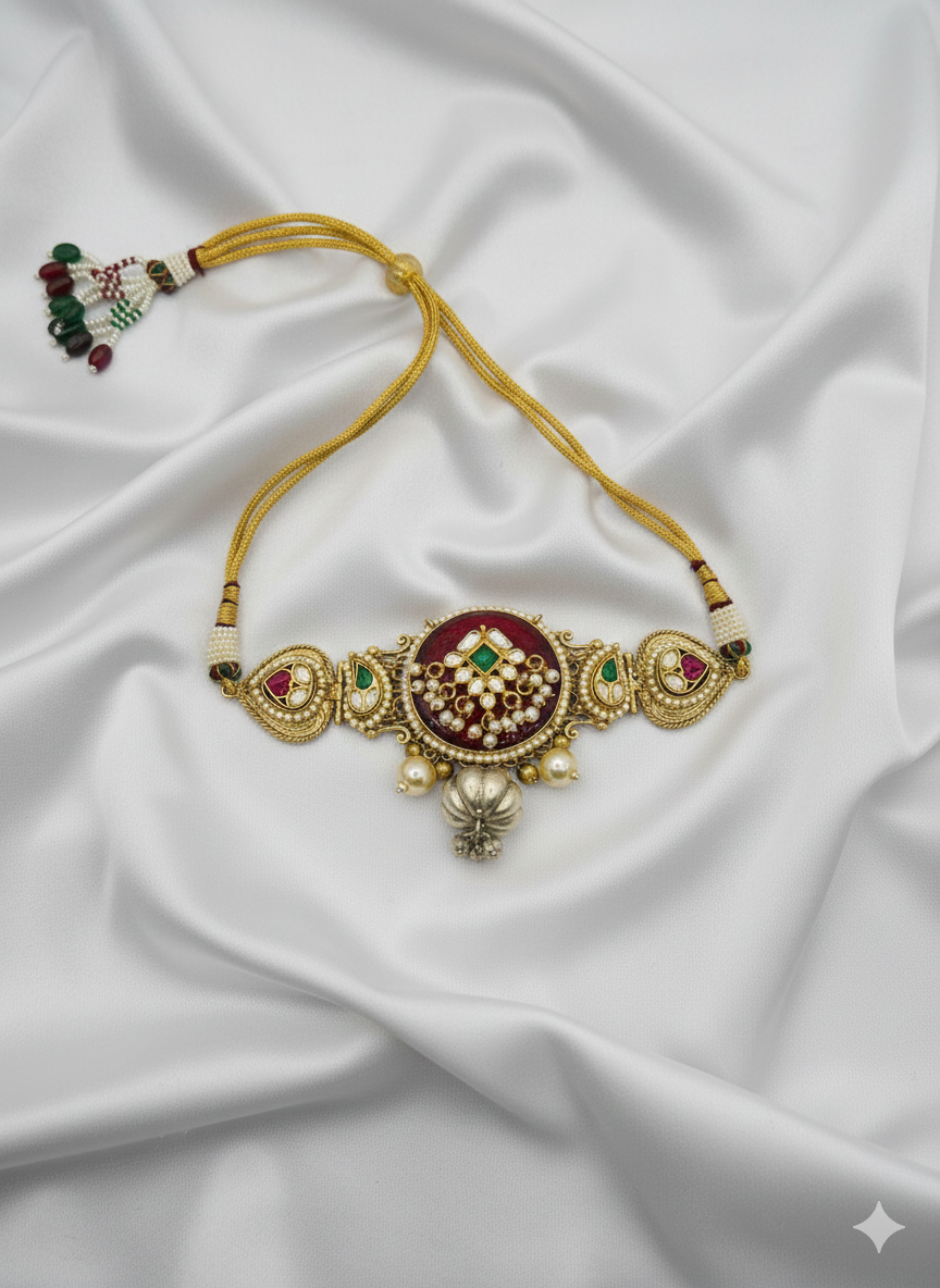 Fusion Choker Featuring Red and Green Stones