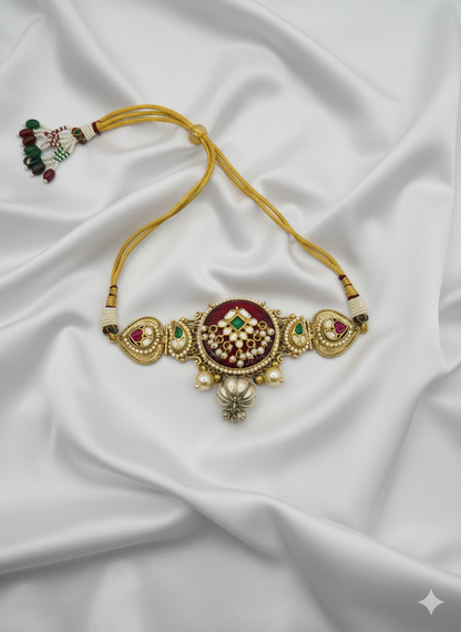 Fusion Choker Featuring Red and Green Stones