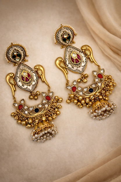 Statement Earrings with Bird Detailing