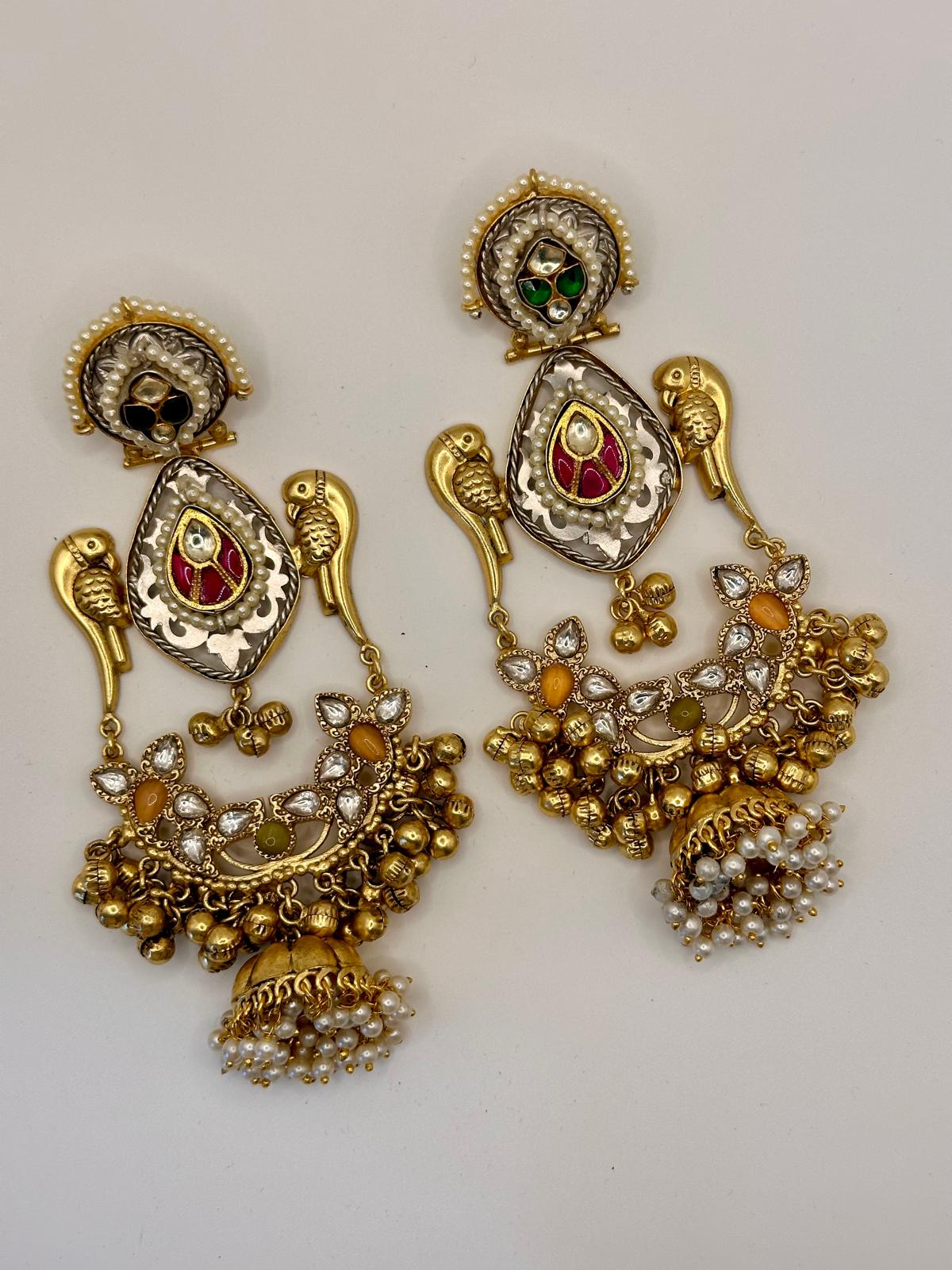 Statement Earrings with Bird Detailing