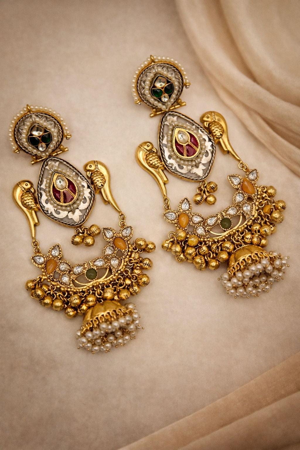 Statement Earrings with Bird Detailing