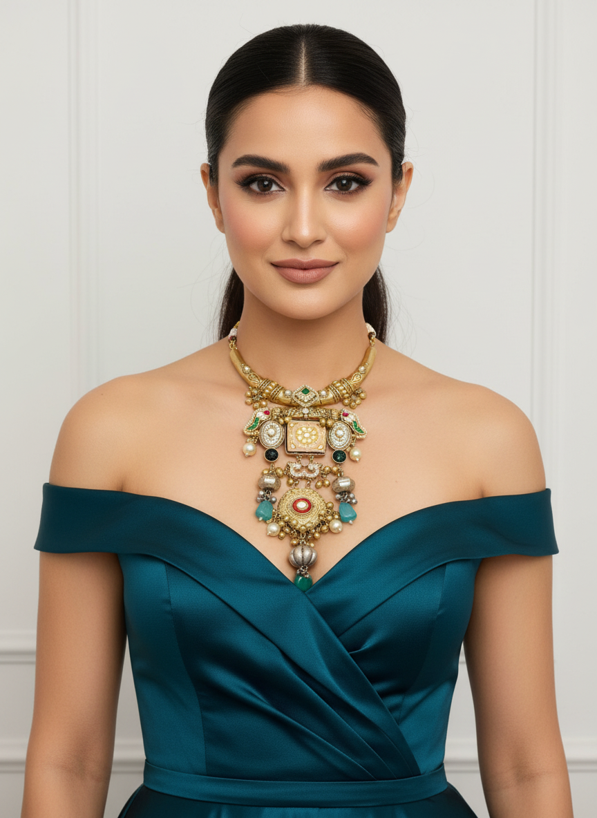 Hasli Necklace with Meenakari Work
