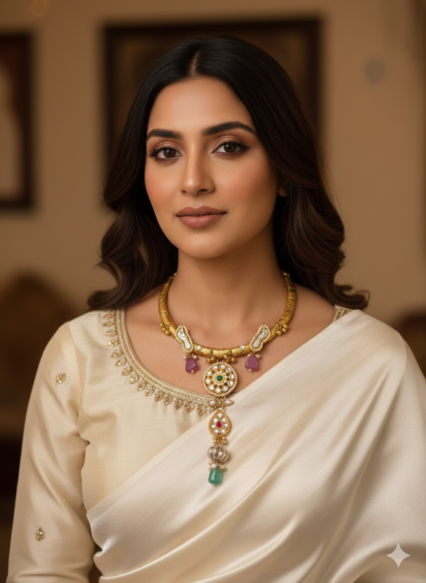 Hasli Necklace with Stone Drop