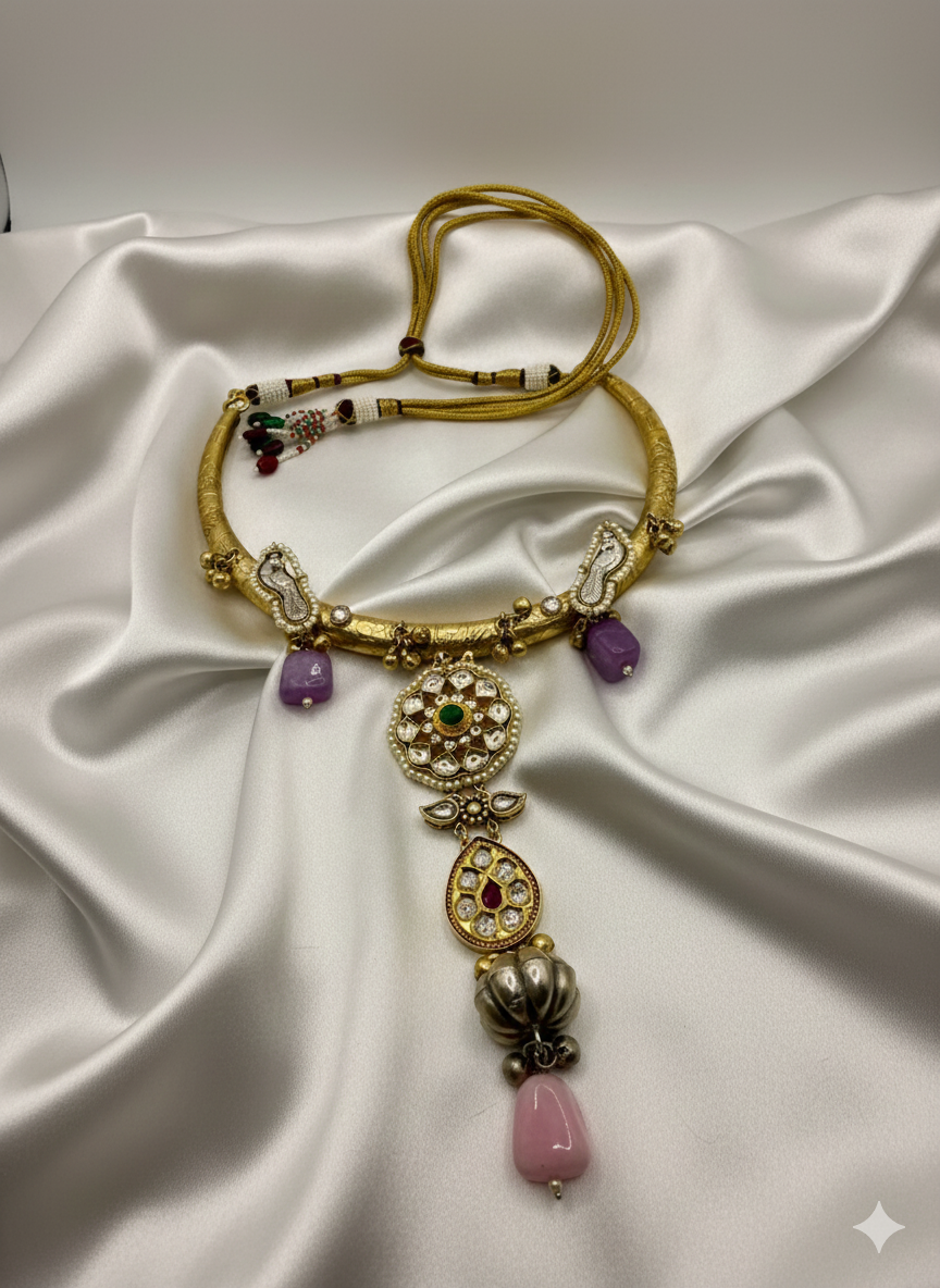 Hasli Necklace with Stone Drop