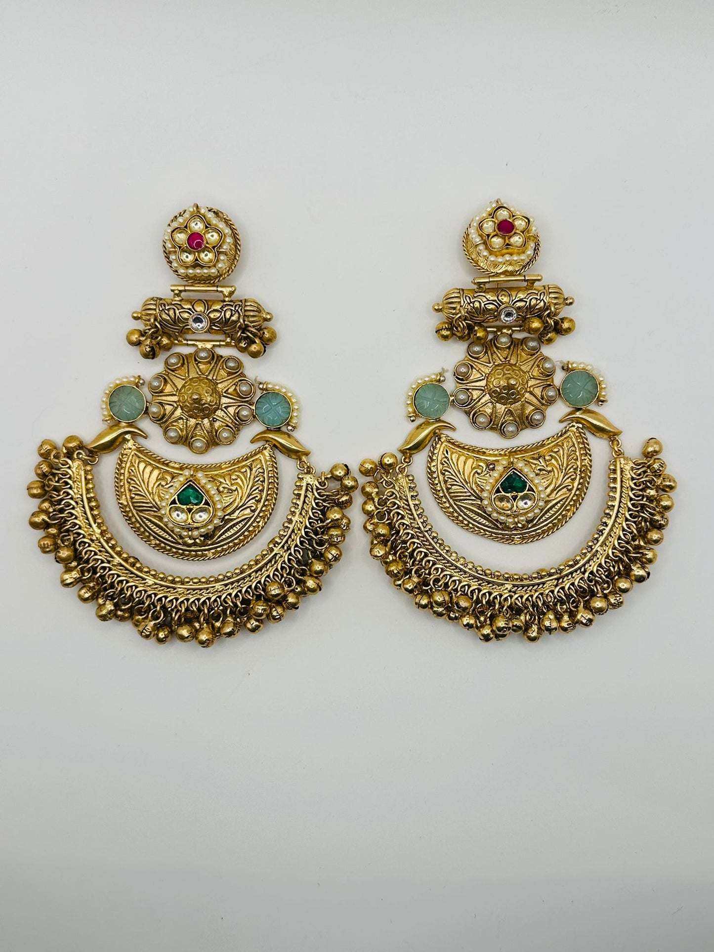 Statement Chand Bali Style with Antique Gold Finish