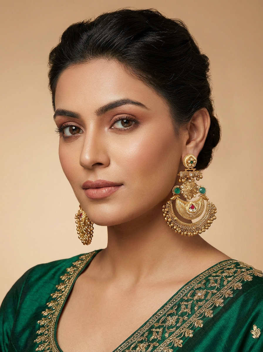 Statement Chand Bali Style with Antique Gold Finish