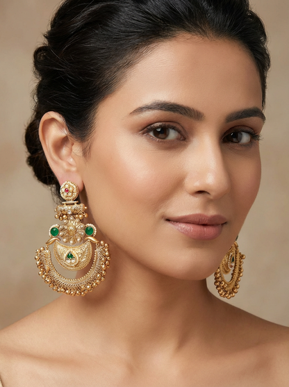 Statement Chand Bali Style with Antique Gold Finish