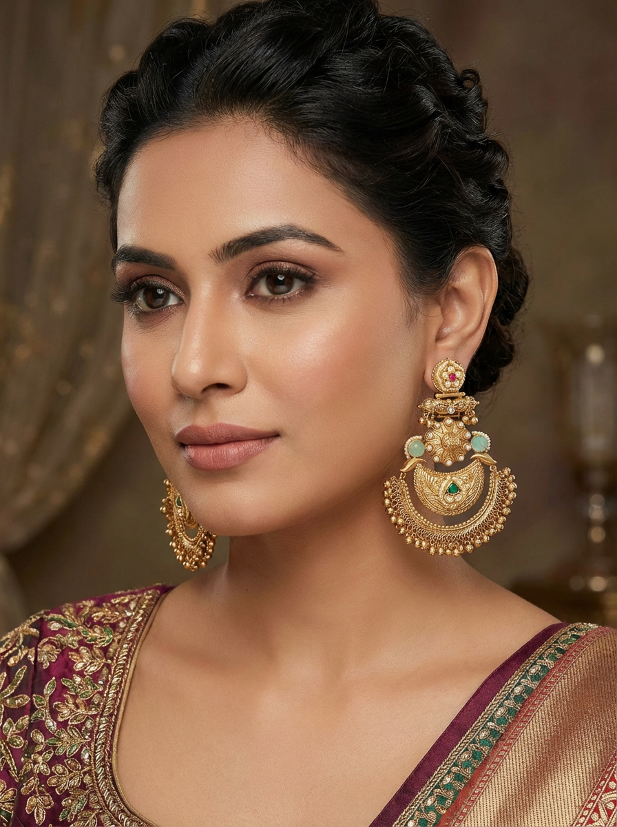 Statement Chand Bali Style with Antique Gold Finish