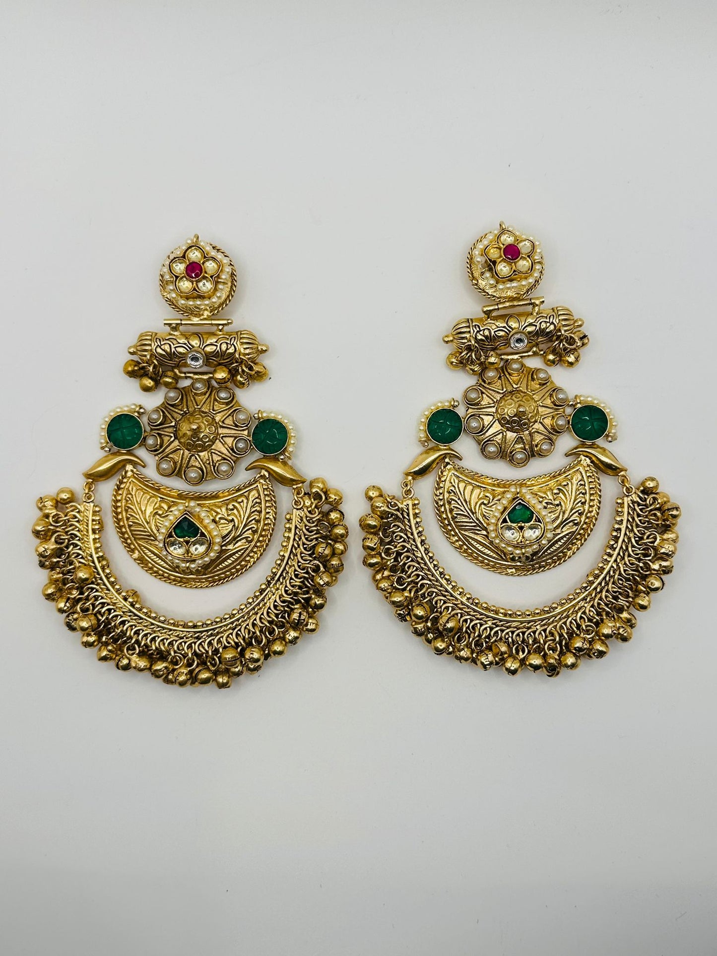 Statement Chand Bali Style with Antique Gold Finish