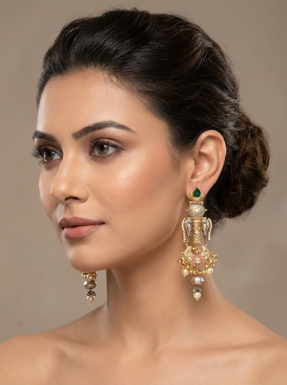 Bird Motif Dual-tone Antique Earrings