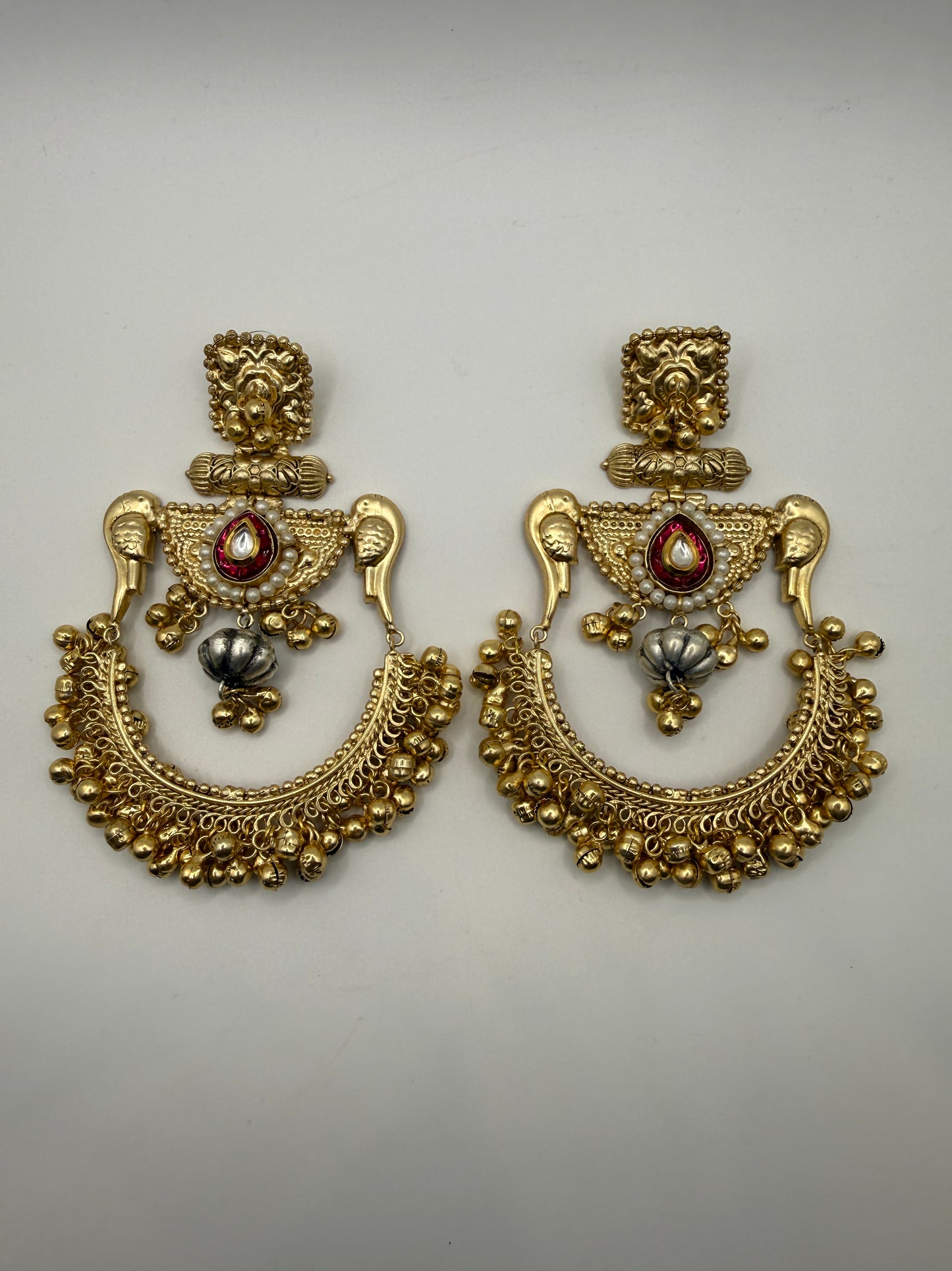 Indian Earrings Australia | Antique Brass Chandbali Earrings with Ghungroo