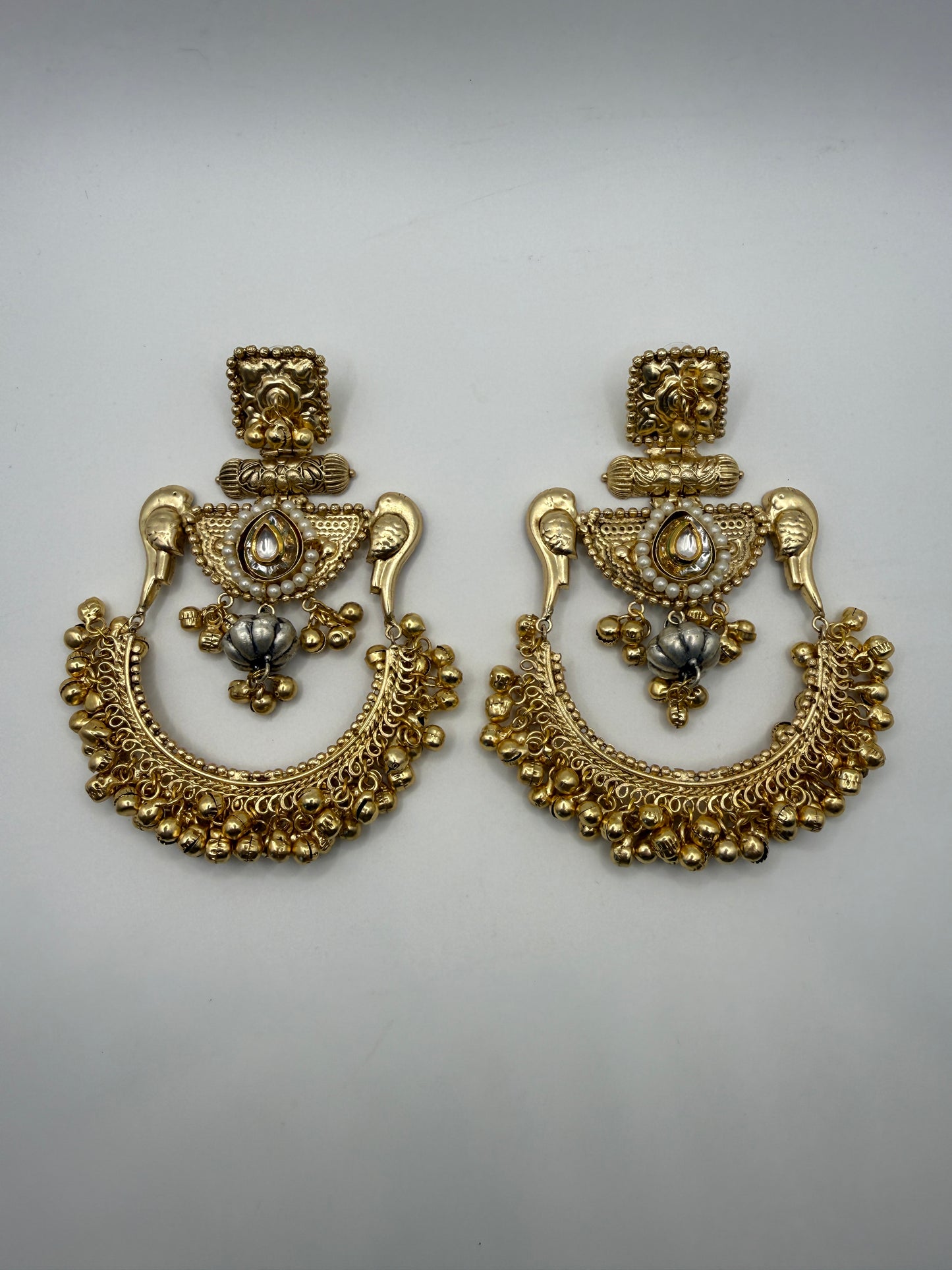 Indian Earrings Australia | Antique Brass Chandbali Earrings with Ghungroo
