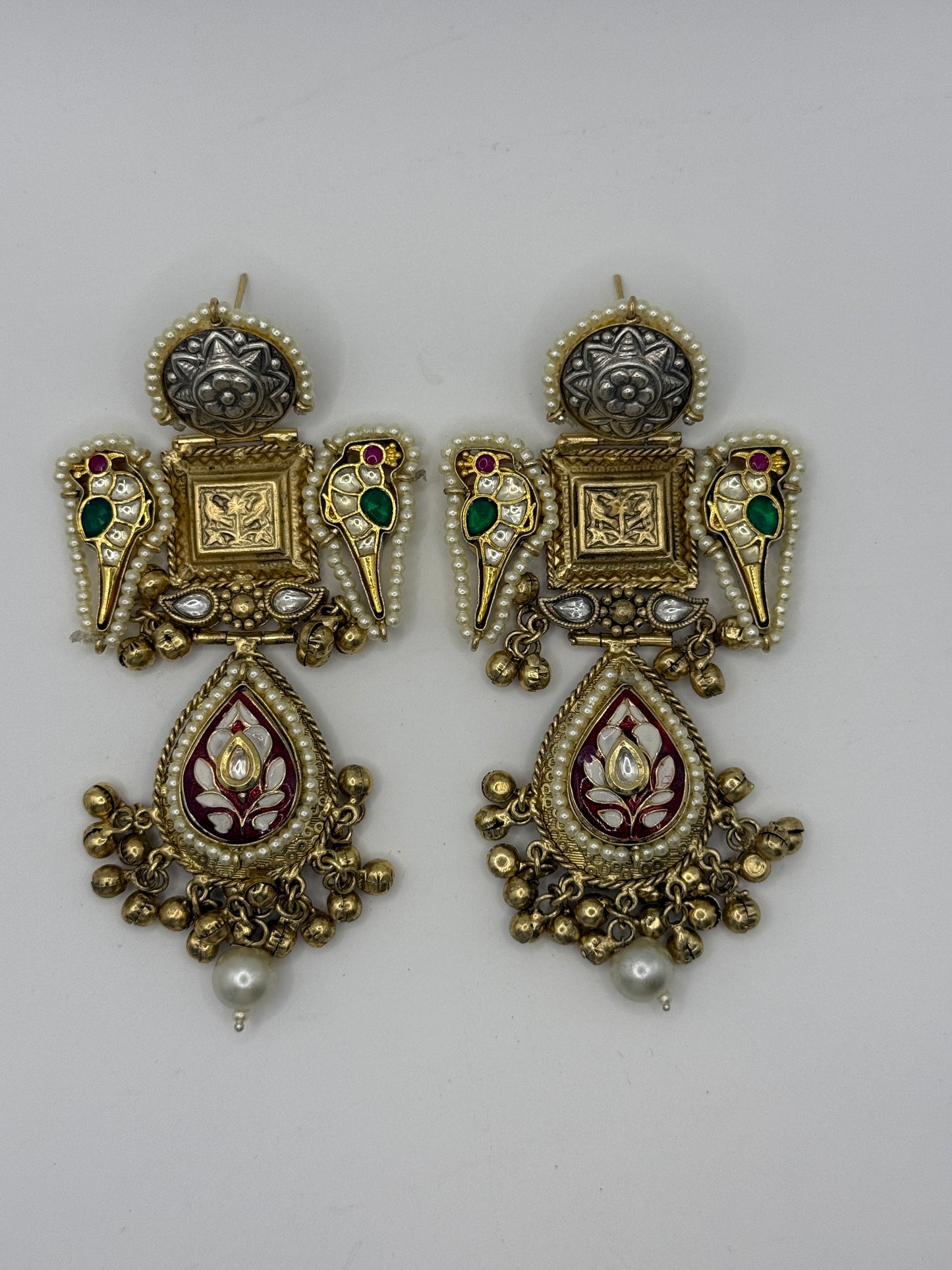 Dual-tone Bird Motif Earrings