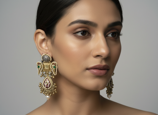 Dual-tone Bird Motif Earrings