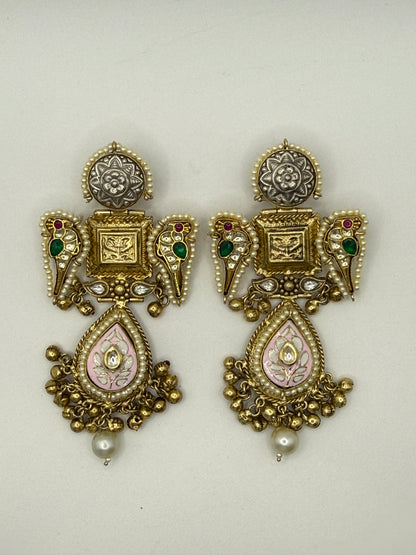 Dual-tone Bird Motif Earrings