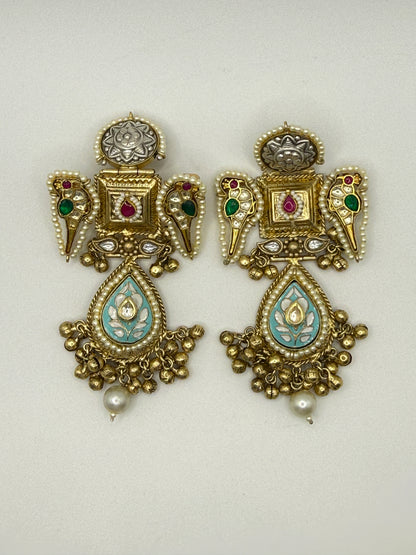 Dual-tone Bird Motif Earrings