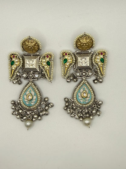 Dual-tone Bird Motif Earrings
