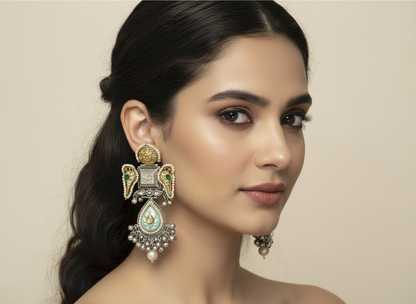 Dual-tone Bird Motif Earrings