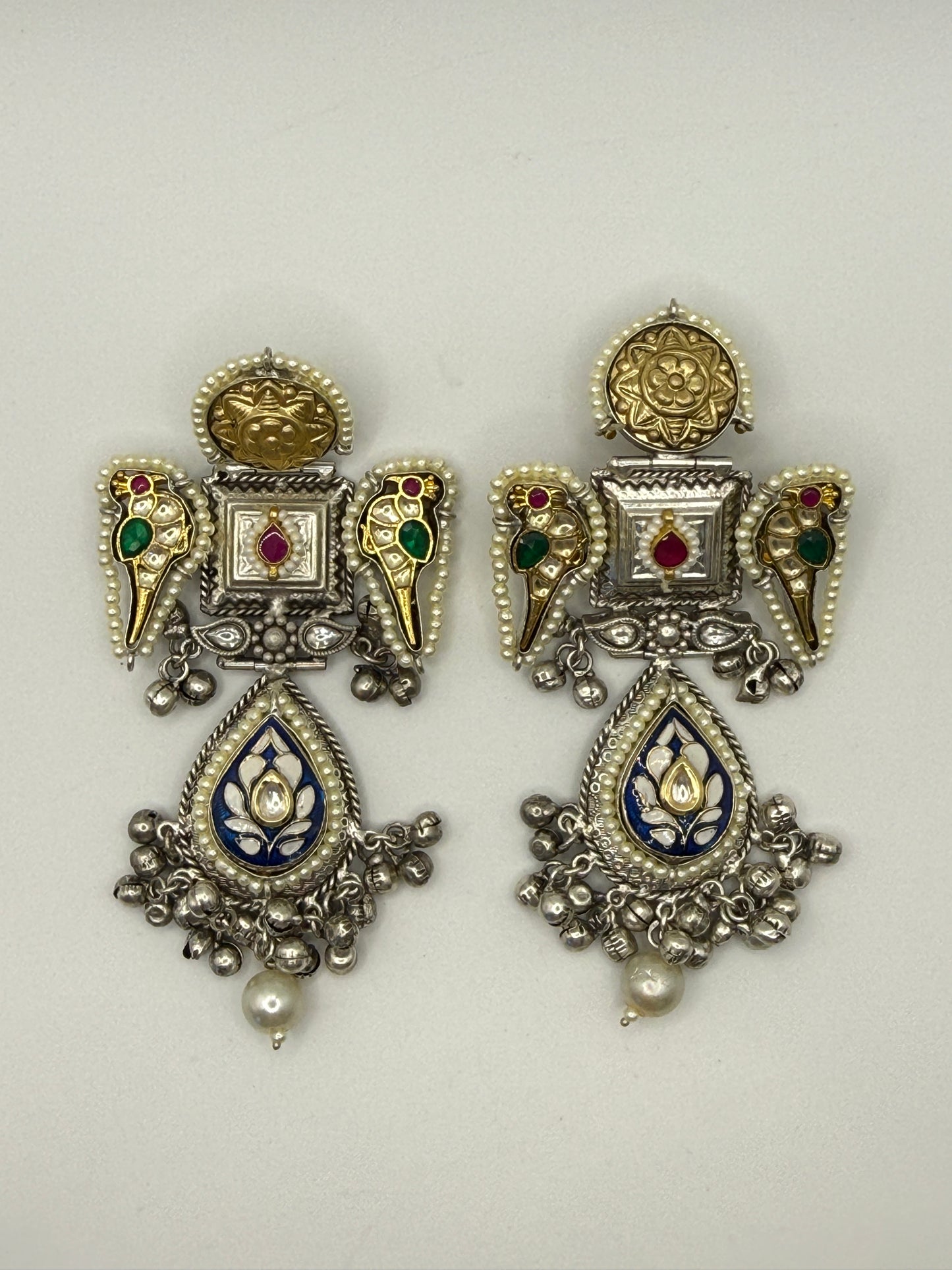 Dual-tone Bird Motif Earrings