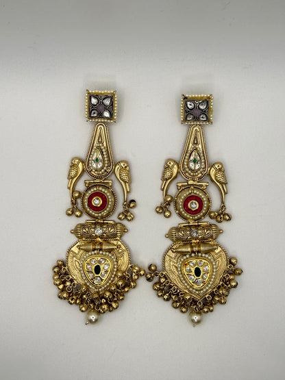 Statement Earrings with Ghungroo & Pearl Drop