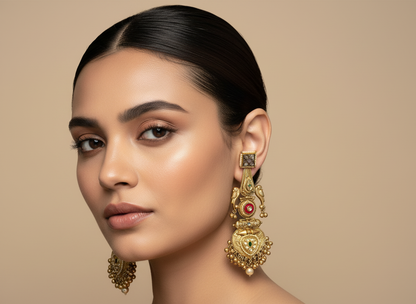 Statement Earrings with Ghungroo & Pearl Drop