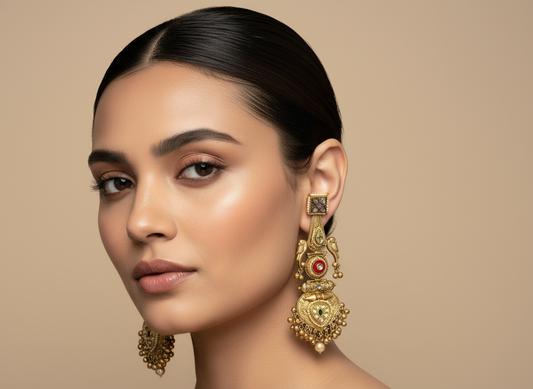 Statement Earrings with Ghungroo & Pearl Drop