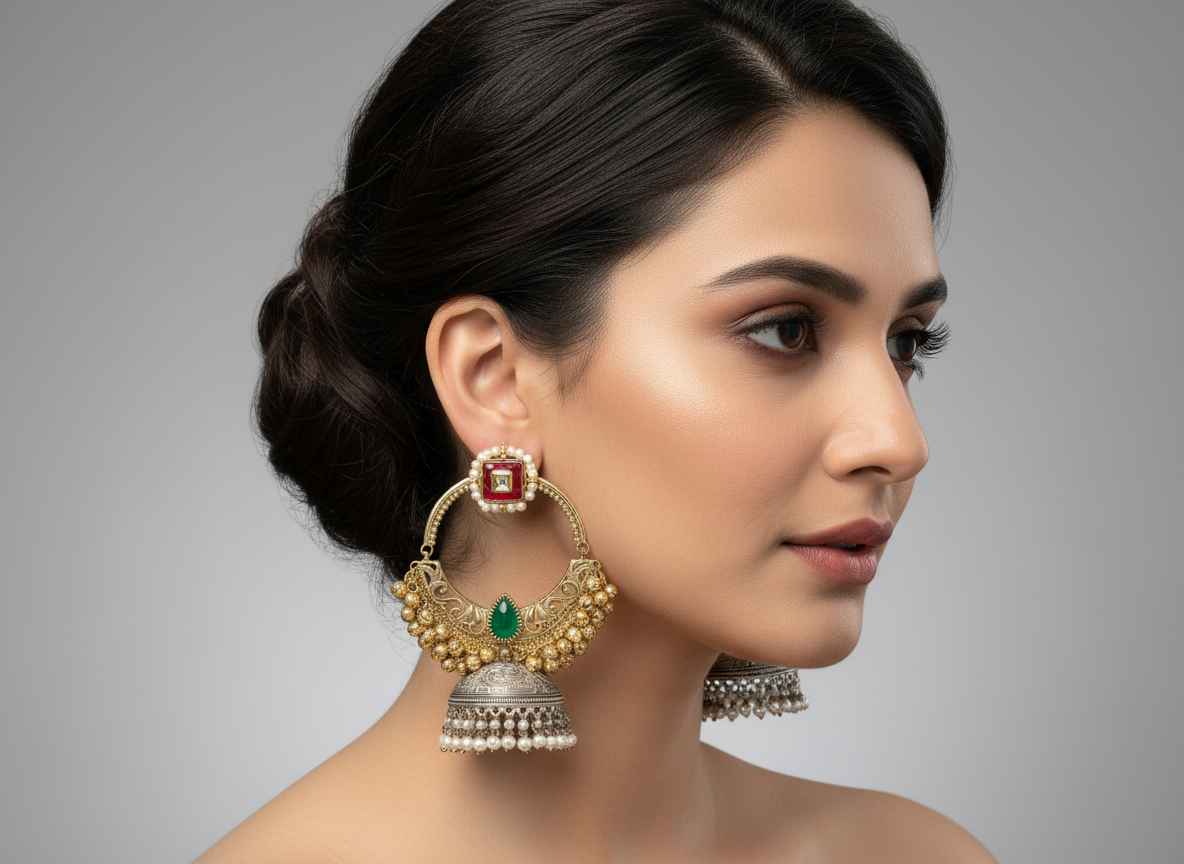 Dual Tone Chandbali Jhumka