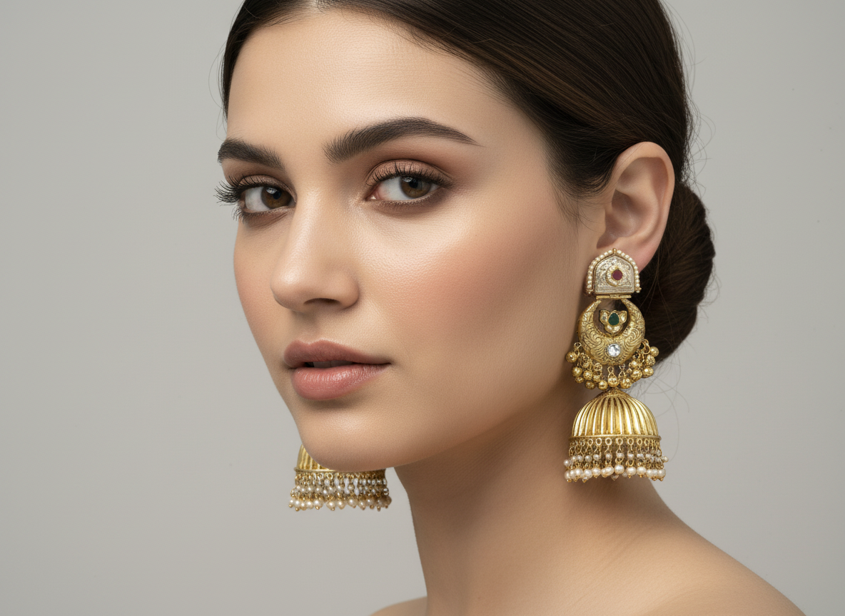 Statement Jhumka with Pearl Drops