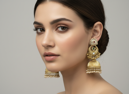 Statement Jhumka with Pearl Drops