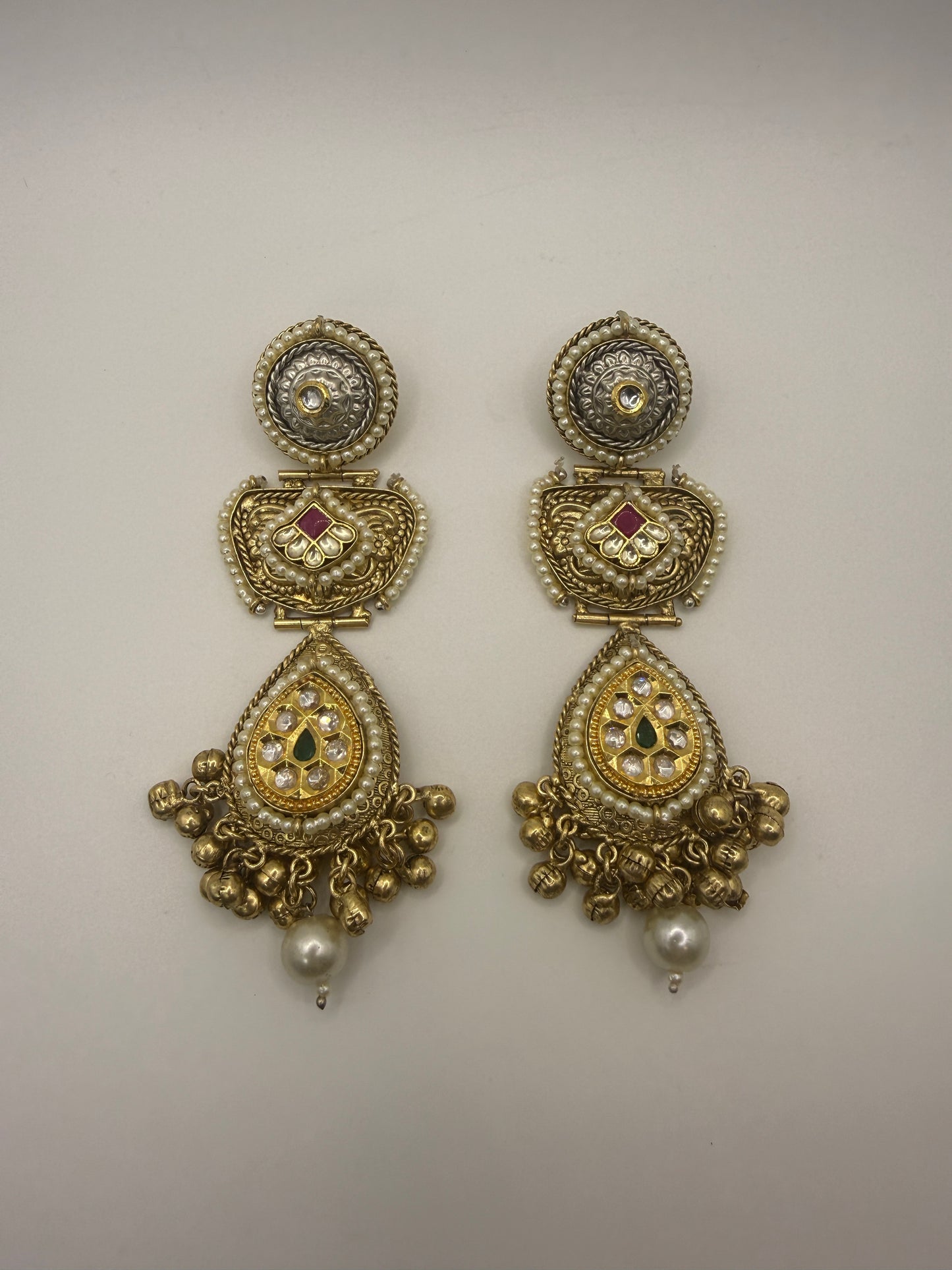 Statement Earrings with Ghungroo & Pearl Drop