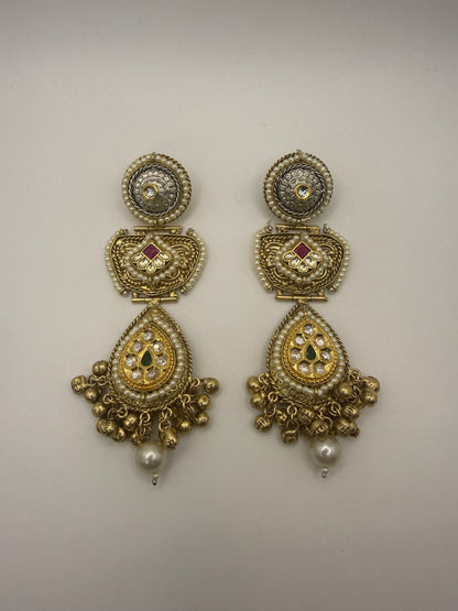 Statement Earrings with Ghungroo & Pearl Drop